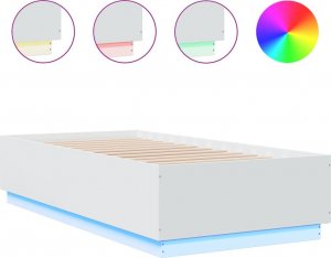 vidaXL vidaXL Rama łóżka z LED, biała, 90x190 cm, materiał drewnopochodny 2