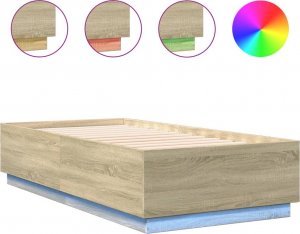 vidaXL vidaXL Rama łóżka z LED, dąb sonoma, 90x190cm, materiał drewnopochodny 2