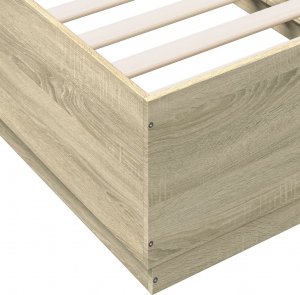 vidaXL vidaXL Rama łóżka z LED, dąb sonoma, 90x190cm, materiał drewnopochodny 9