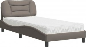 vidaXL vidaXL Łóżko z materacem, taupe, 90x190 cm, obite tkaniną 2
