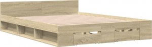 vidaXL vidaXL Rama łóżka z szufladami, dąb sonoma, 150x200 cm 2
