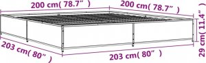 vidaXL vidaXL Rama łóżka, czarna, 200x200 cm, materiał drewnopochodny i metal 9