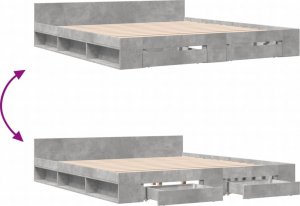 vidaXL vidaXL Rama łóżka z szufladami, szarość betonu, 200x200 cm 7
