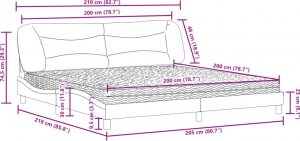 vidaXL vidaXL Łóżko z materacem, ciemnoszare, 200x200 cm, obite tkaniną 10