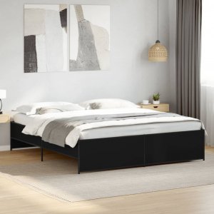 vidaXL vidaXL Rama łóżka, czarna, 200x200 cm, materiał drewnopochodny i metal 3