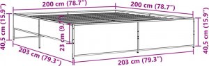 vidaXL vidaXL Rama łóżka, czarna, 200x200 cm, materiał drewnopochodny i metal 9