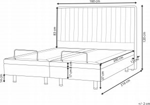 Beliani Łóżko regulowane tapicerowane 160 x 200 cm beżowe DUKE II 3