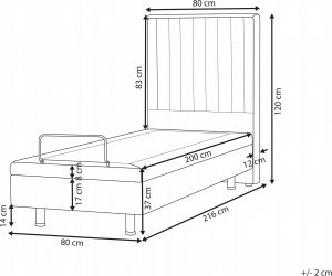 Beliani Łóżko regulowane tapicerowane 80 x 200 cm beżowe DUKE II 3