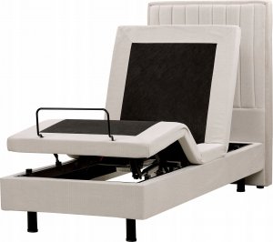Beliani Łóżko regulowane tapicerowane 80 x 200 cm beżowe DUKE II 9