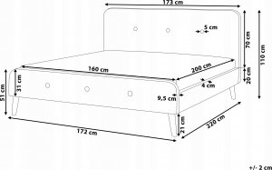 Beliani Łóżko tapicerowane 160 x 200 cm ciemnoszare RENNES II 3