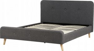 Beliani Łóżko tapicerowane 160 x 200 cm ciemnoszare RENNES II 4