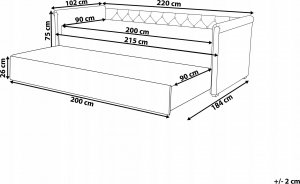 Beliani Łóżko wysuwane welurowe 90 x 200 cm różowe LIBOURNE 3