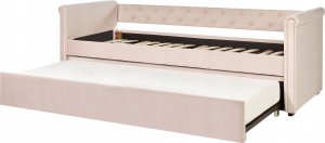 Beliani Łóżko wysuwane welurowe 90 x 200 cm różowe LIBOURNE 6