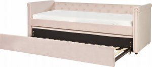 Beliani Łóżko wysuwane welurowe 90 x 200 cm różowe LIBOURNE 7