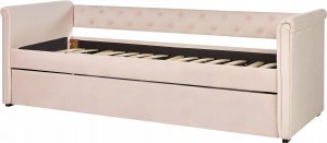 Beliani Łóżko wysuwane welurowe 90 x 200 cm różowe LIBOURNE 8