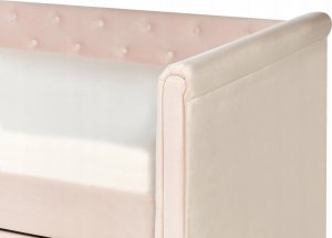 Beliani Łóżko wysuwane welurowe 90 x 200 cm różowe LIBOURNE 10