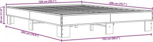 vidaXL Rama łóżka, przydymiony dąb, 150x200 cm 9