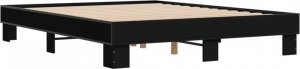 vidaXL Rama łóżka, czarna, 150x200 cm, materiał drewnopochodny i metal 2