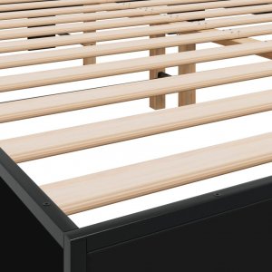 vidaXL Rama łóżka, czarna, 150x200 cm, materiał drewnopochodny i metal 7