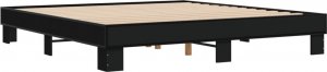 vidaXL Rama łóżka, czarna, 200x200 cm, materiał drewnopochodny i metal 2