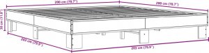 vidaXL Rama łóżka, czarna, 200x200 cm, materiał drewnopochodny i metal 9