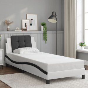 vidaXL vidaXL Rama łóżka z LED, biało-czarna, 90x190 cm, sztuczna skóra 5