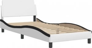 vidaXL vidaXL Rama łóżka z LED, biało-czarna, 90x190 cm, sztuczna skóra 8