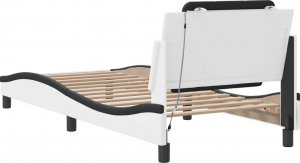 vidaXL vidaXL Rama łóżka z LED, biało-czarna, 90x190 cm, sztuczna skóra 10