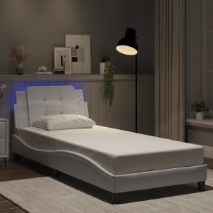 vidaXL vidaXL Rama łóżka z LED, biała, 80x200 cm, sztuczna skóra 5