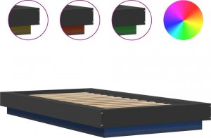 vidaXL vidaXL Rama łóżka z LED, czarna, 90x190 cm, materiał drewnopochodny 8