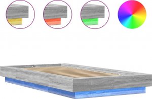 vidaXL vidaXL Rama łóżka z LED, szary dąb sonoma, 100x200 cm 8