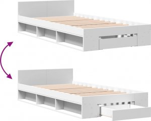 vidaXL Rama łóżka z szufladą, biała, 100x200 cm 7