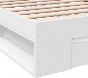 vidaXL Rama łóżka z szufladą, biała, 100x200 cm 8