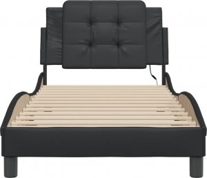 vidaXL vidaXL Rama łóżka z LED, czarna, 90x190 cm, sztuczna skóra 7