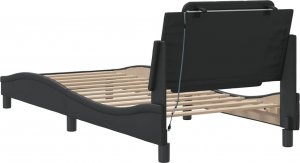 vidaXL vidaXL Rama łóżka z LED, czarna, 90x200 cm, sztuczna skóra 10