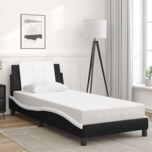 vidaXL vidaXL Rama łóżka z LED, czarno-biała, 100x200 cm, sztuczna skóra 5