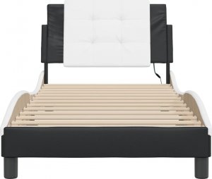 vidaXL vidaXL Rama łóżka z LED, czarno-biała, 100x200 cm, sztuczna skóra 6