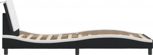 vidaXL vidaXL Rama łóżka z LED, czarno-biała, 100x200 cm, sztuczna skóra 9