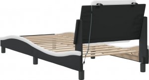 vidaXL vidaXL Rama łóżka z LED, czarno-biała, 100x200 cm, sztuczna skóra 10