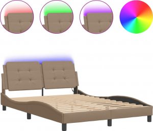vidaXL vidaXL Rama łóżka z LED, kolor cappuccino, 140x190 cm, sztuczna skóra 2