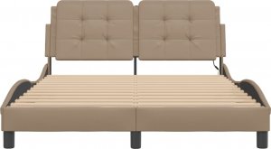 vidaXL vidaXL Rama łóżka z LED, kolor cappuccino, 140x190 cm, sztuczna skóra 6
