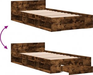 vidaXL vidaXL Rama łóżka z szufladą, przydymiony dąb, 90x200 cm 7