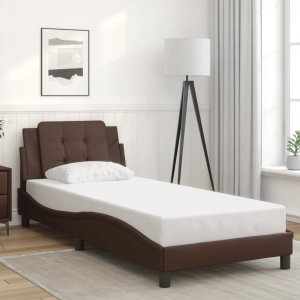 vidaXL vidaXL Rama łóżka z LED, brązowa, 80x200 cm, sztuczna skóra 5