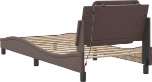 vidaXL vidaXL Rama łóżka z LED, brązowa, 80x200 cm, sztuczna skóra 10