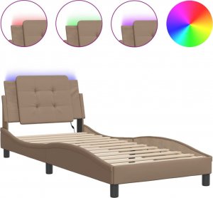 vidaXL vidaXL Rama łóżka z LED, kolor cappuccino, 90x190 cm, sztuczna skóra 2
