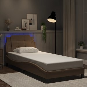 vidaXL vidaXL Rama łóżka z LED, kolor cappuccino, 90x190 cm, sztuczna skóra 4