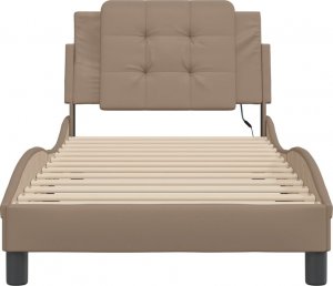 vidaXL vidaXL Rama łóżka z LED, kolor cappuccino, 90x190 cm, sztuczna skóra 6