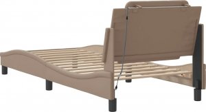 vidaXL vidaXL Rama łóżka z LED, kolor cappuccino, 90x190 cm, sztuczna skóra 10
