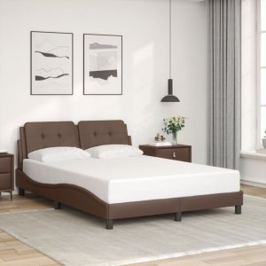 vidaXL vidaXL Rama łóżka z LED, brązowa, 120x200 cm, sztuczna skóra 5