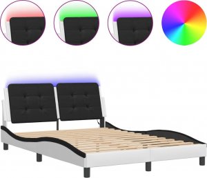 vidaXL vidaXL Rama łóżka z LED, biało-czarna, 140x200 cm, sztuczna skóra 2